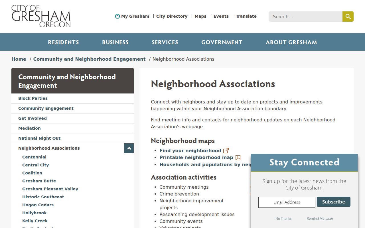 Gresham neighbors lookup neighborhood association finder