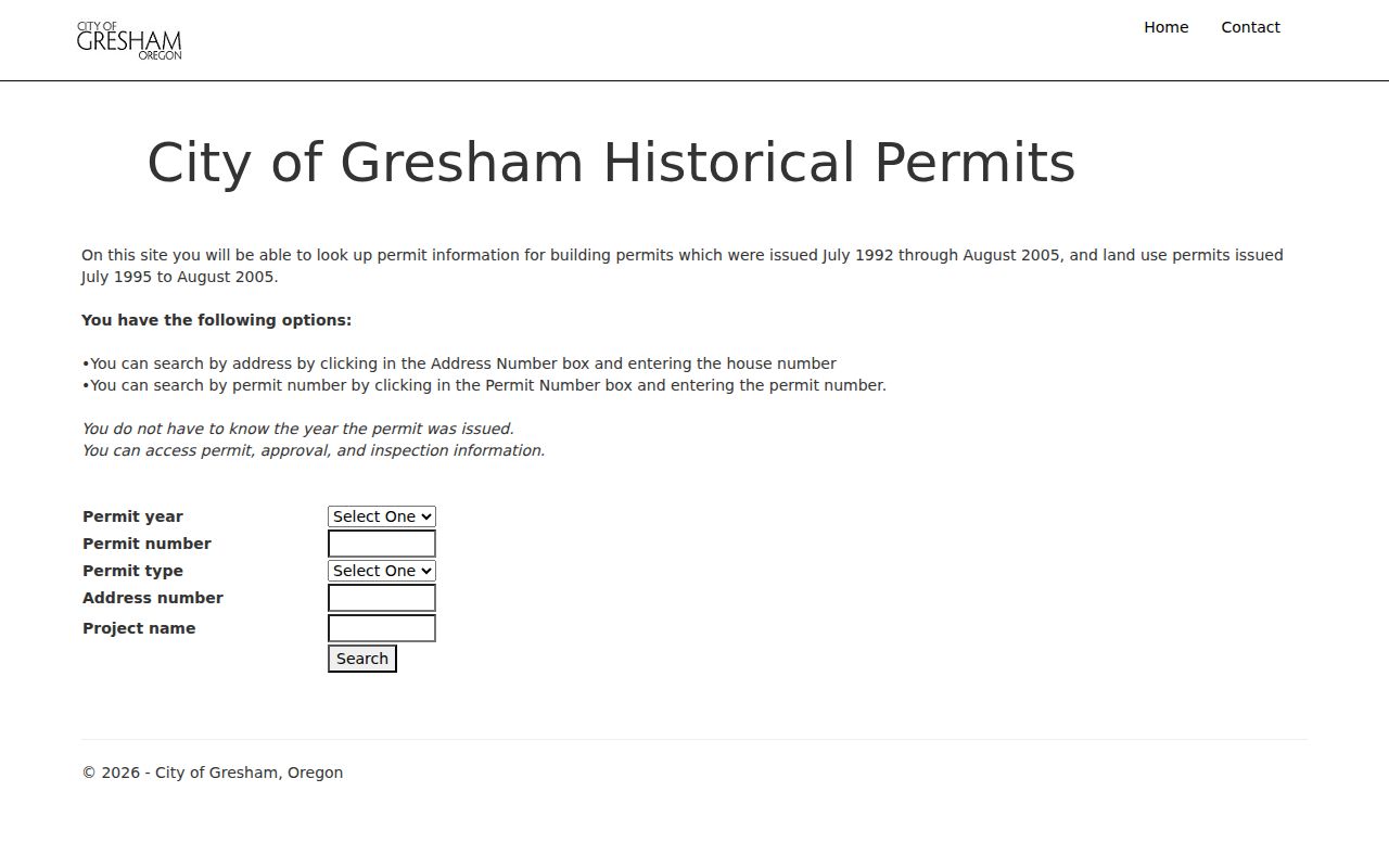 Gresham street directory PITS legacy permit search