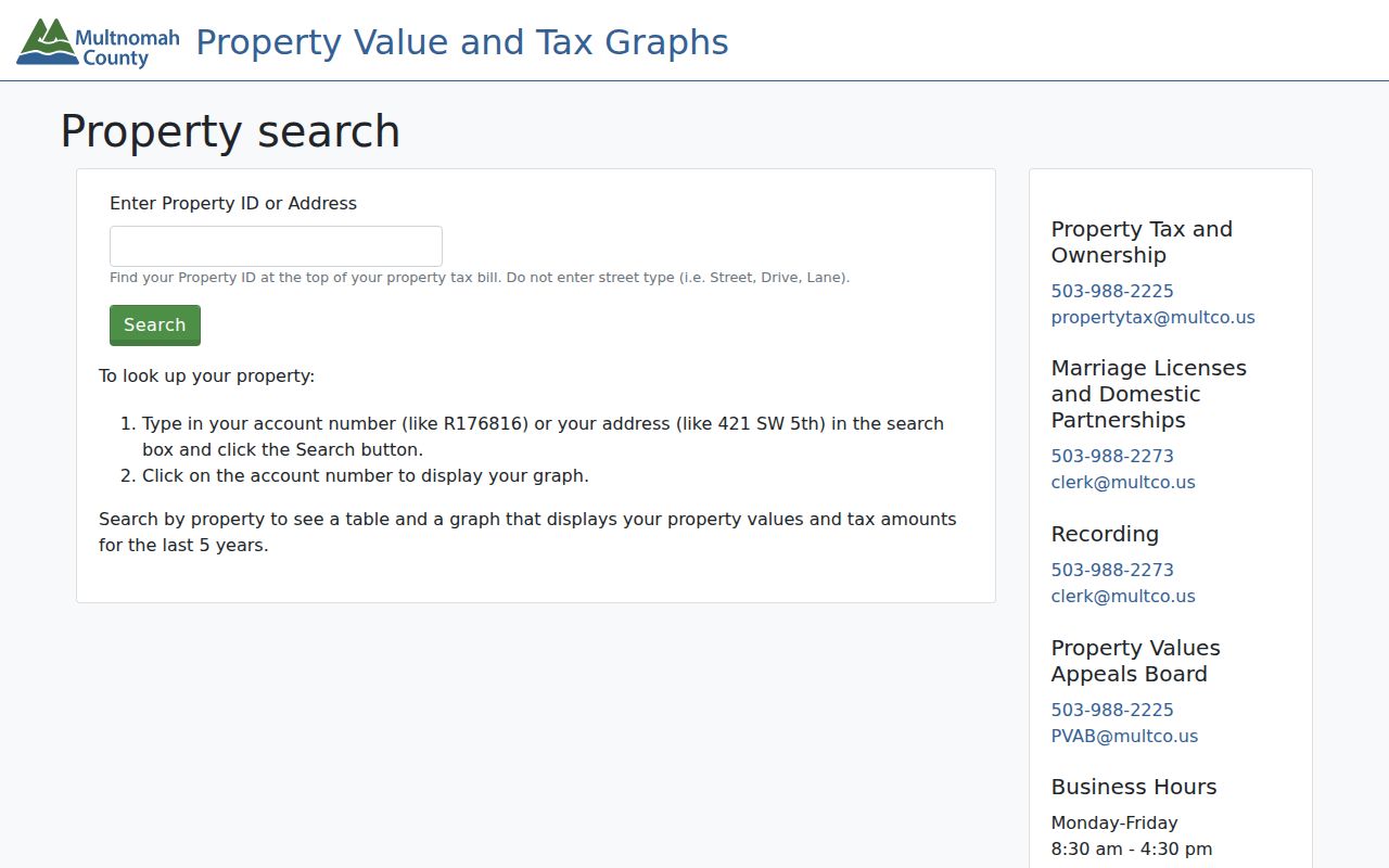Gresham residents directory County TaxGraph property search screen