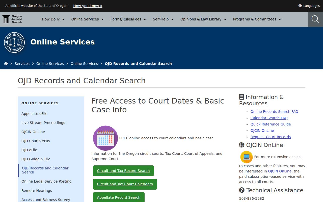 Gresham residents directory Oregon Judicial Department records and calendars page