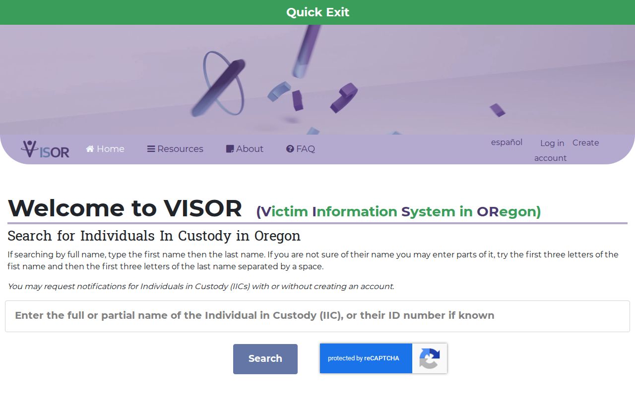 Gresham resident lookup Oregon VISOR custody search